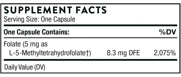 5-MTHF 5 mg 60 caps supplement fact