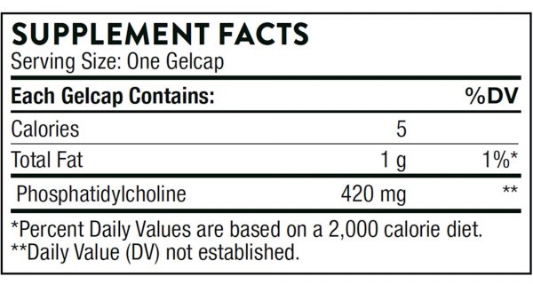 Phosphatidyl Choline 60 gelcaps supplement fact