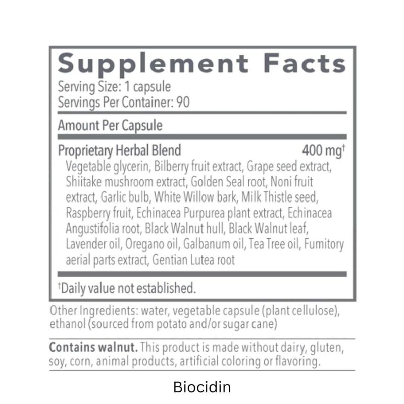 Biocidin supplement facts