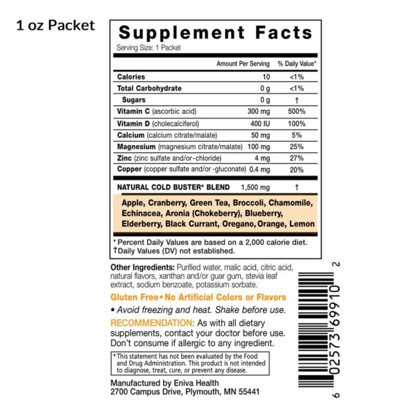 Cold Buster 1 oz packet supplement facts
