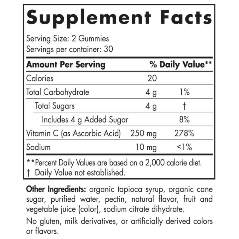 Vitamin C Gummies supplement fact