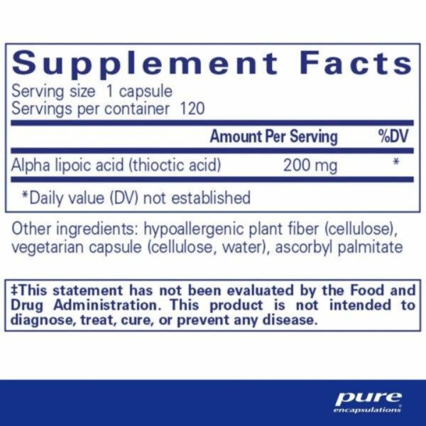 Alpha Lipoic Acid 200 mg supplement facts