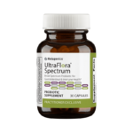 Bottle of Metagenics UltraFlora Spectrum, a broad-spectrum probiotic supplement containing 30 capsules, marked as a practitioner exclusive product.
