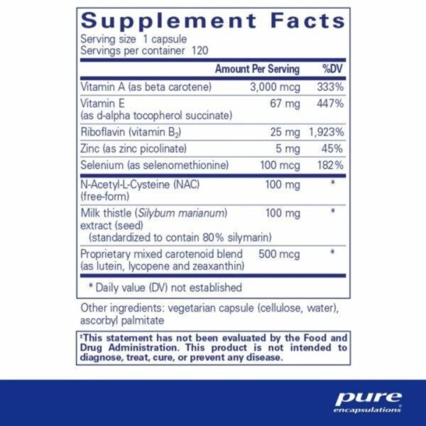 AntiOxidant Formula supplement facts