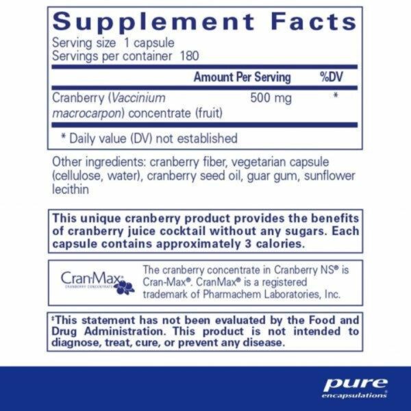 Cranberry NS supplement facts