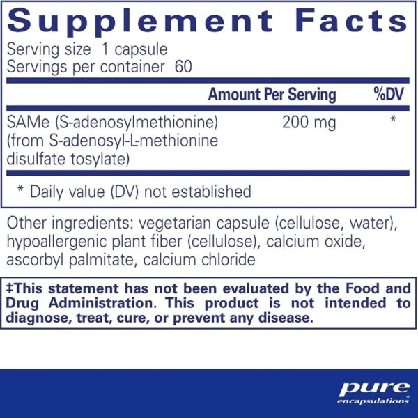 SAMe S Adenosylmethionine supplement facts