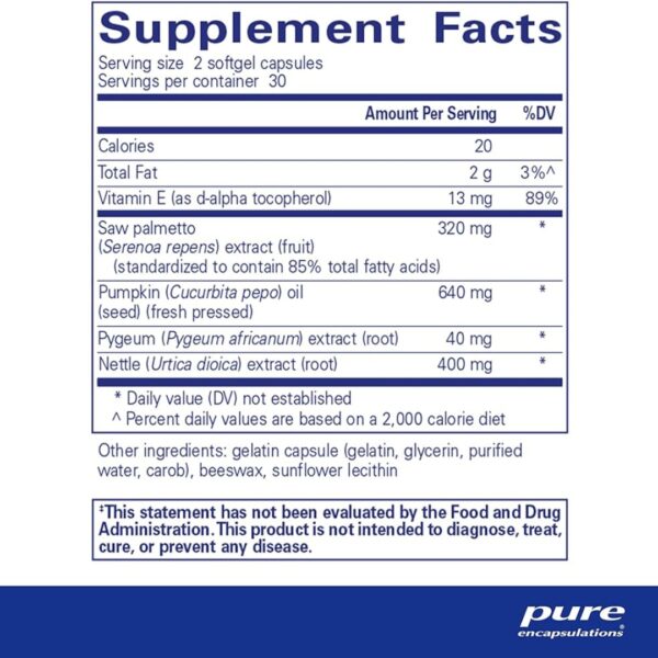 Saw Palmetto plus supplement facts