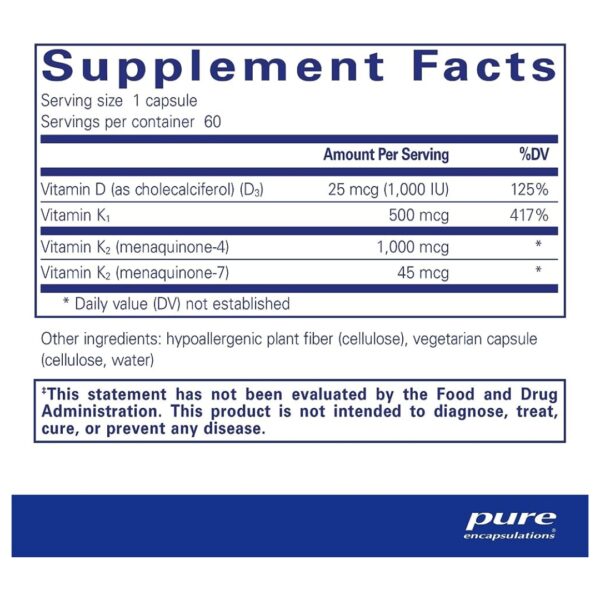 Synergy K supplement facts
