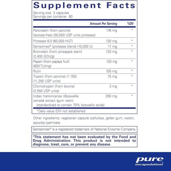 Systemic Enzyme Complex supplement facts