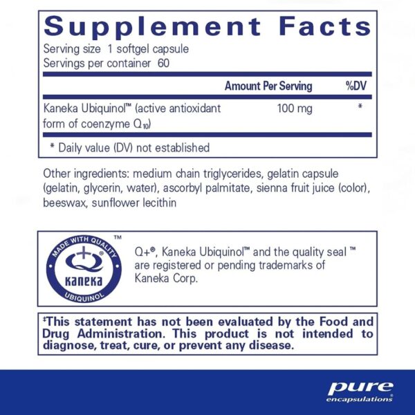 Ubiquinol QH 100 mg supplement facts