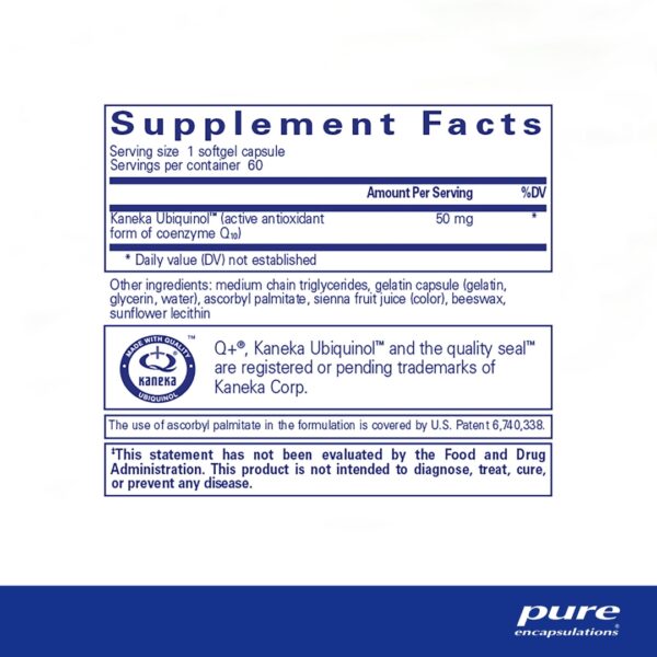 Ubiquinol QH 50 mg supplement facts