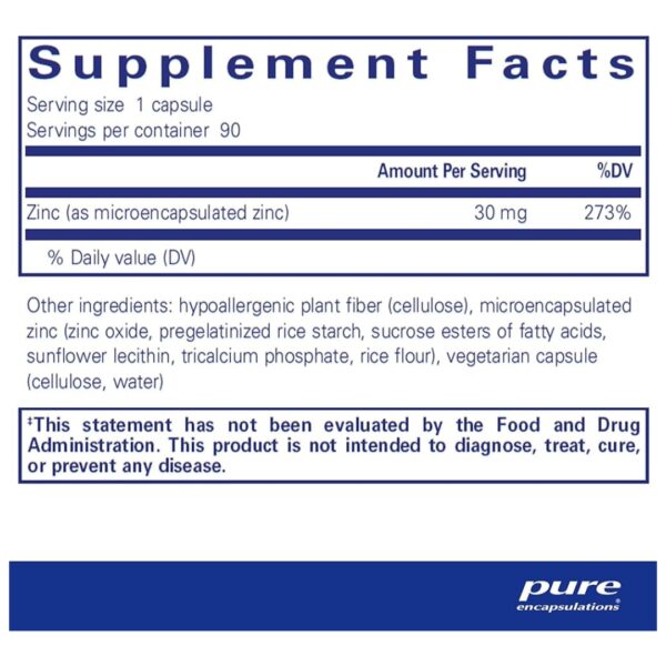 UltraZin Zinc supplement facts