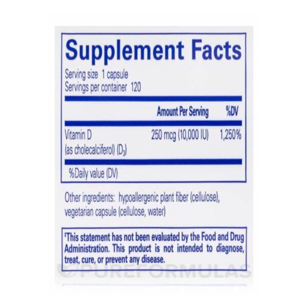 Vitamin D3 10000 IU supplement facts
