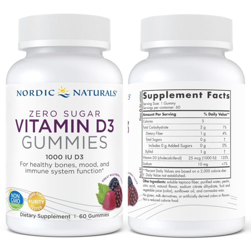 Zero Sugar Vitamin D3 Gummies front and S1
