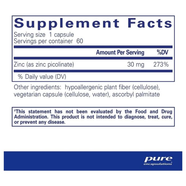 Zinc 30 supplement facts
