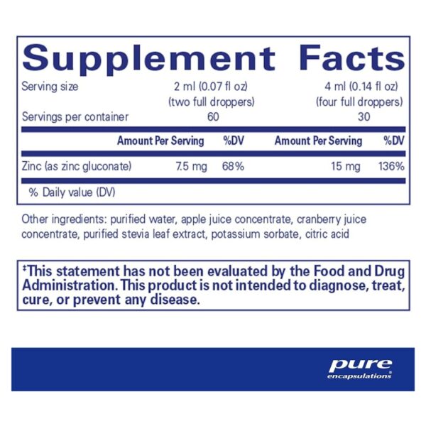 Zinc Liquid 15 mg supplement facts