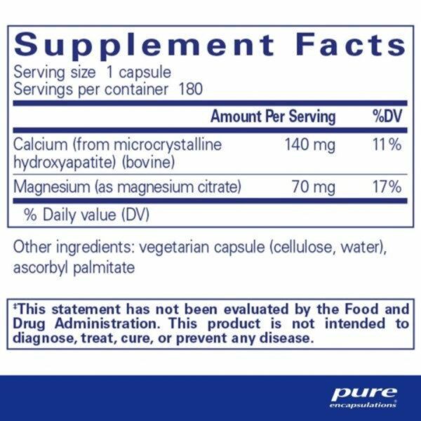 Calcium MCHA with Magnesium supplement facts
