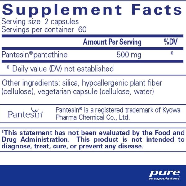 Pantethine 500 mg supplement facts