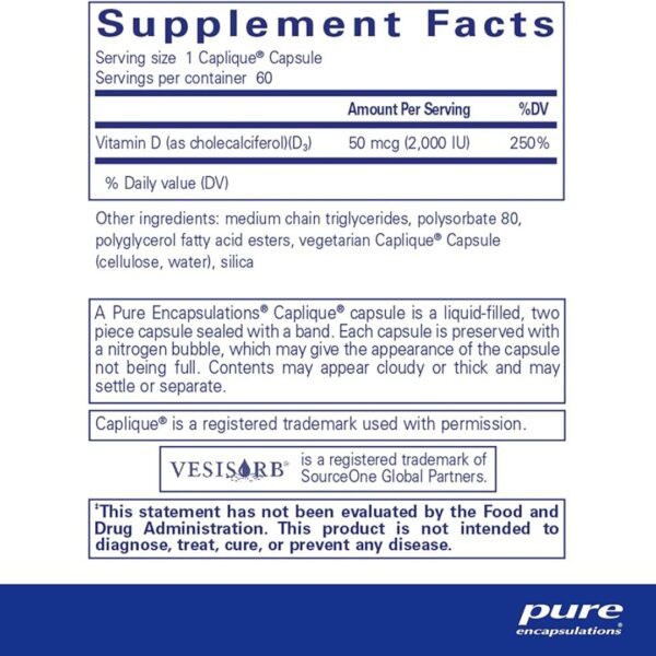 Vitamin D3 VESIsorb supplement facts