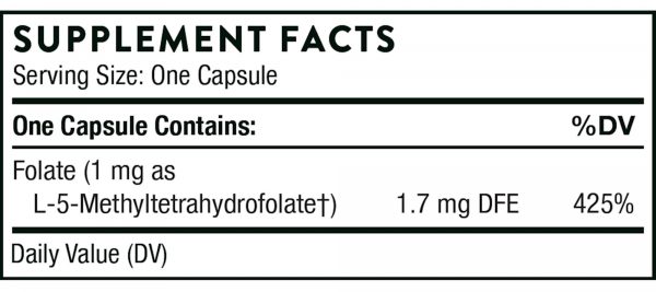 5-MTHF 1 mg 60 caps supplement fact