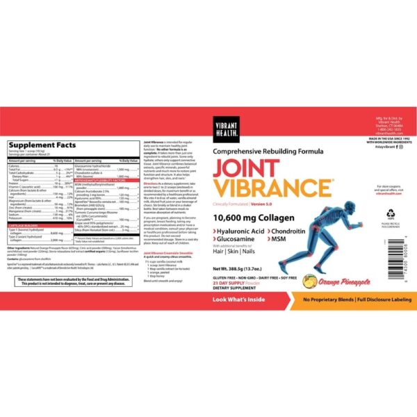 Joint Vibrance Powder 21 servings supplement fact