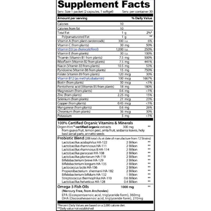 Trilogy Women 30 packets supplement fact