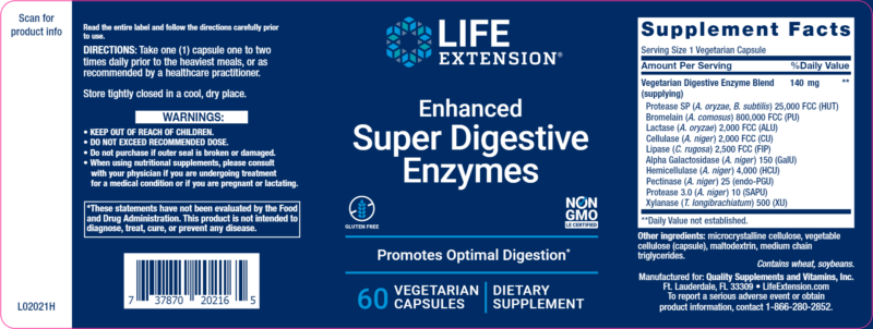 Enhanced Super Digestive Enzymes 60 vegcaps