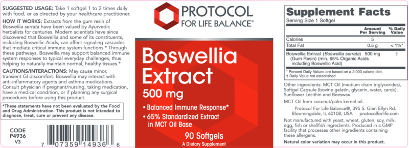 Boswellia Extract 500mg 90 gels