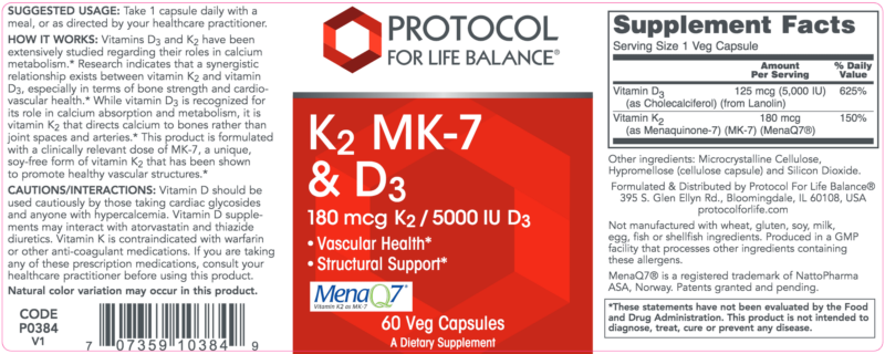 K2 MK-7 & D3 60 vegcaps