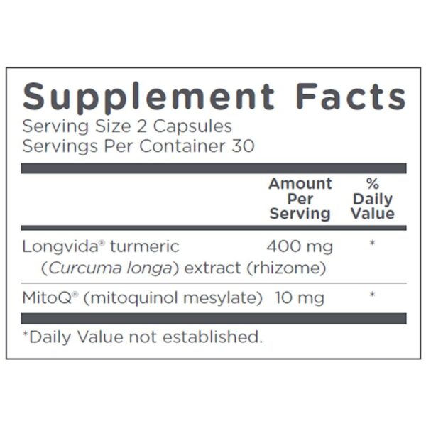 MitoQ Plus Curcumin supplement facts