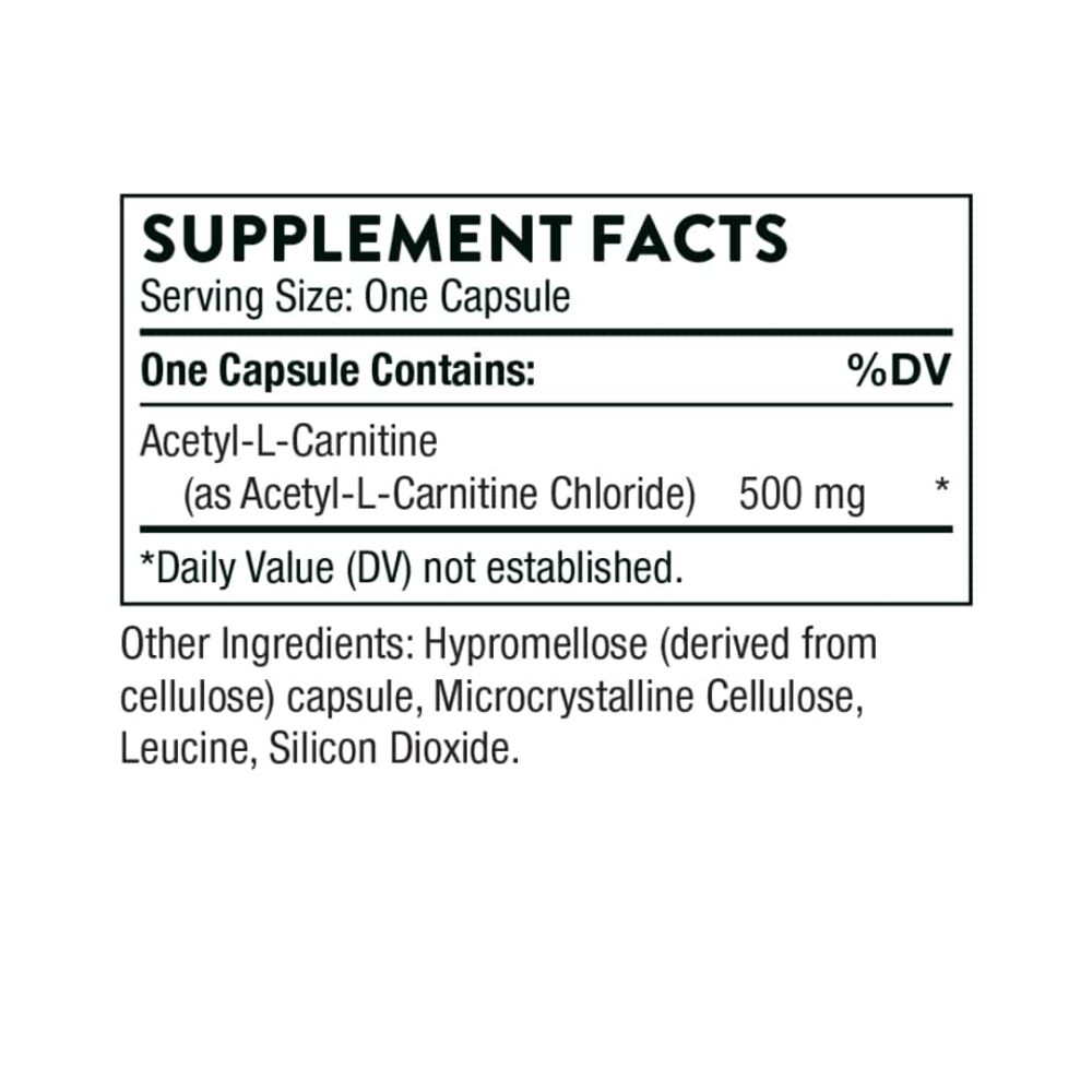 Acetyl-L-Carnitine supplement fact