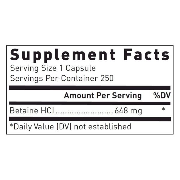 Betaine Hydrochloride supplement facts