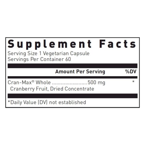 Cran Max 500 mg supplement facts