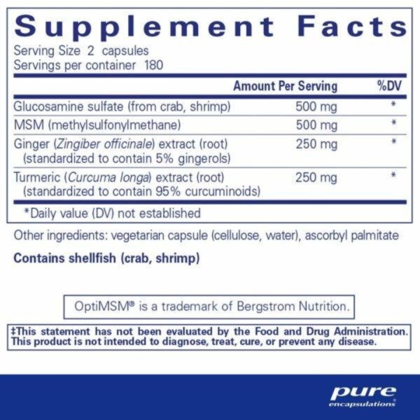 Glucosamine MSM with Joint Comfort Herbs supplement facts 1