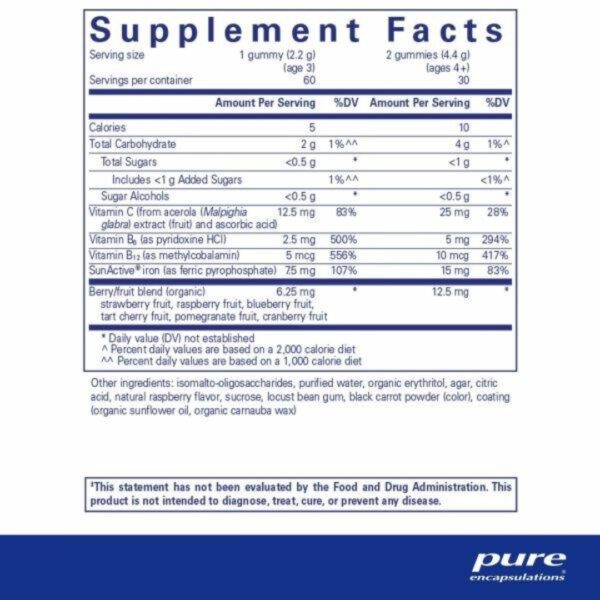 Iron C Gummy supplement facts 1