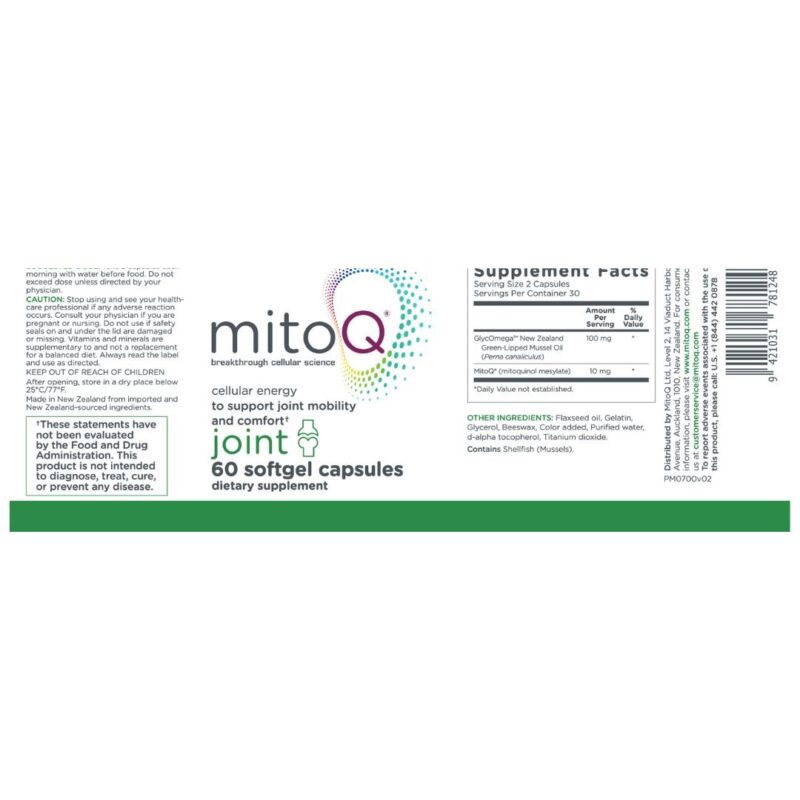 MitoQ Joint Support label