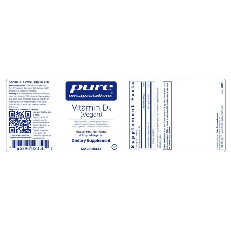 Vegan Vitamin D label