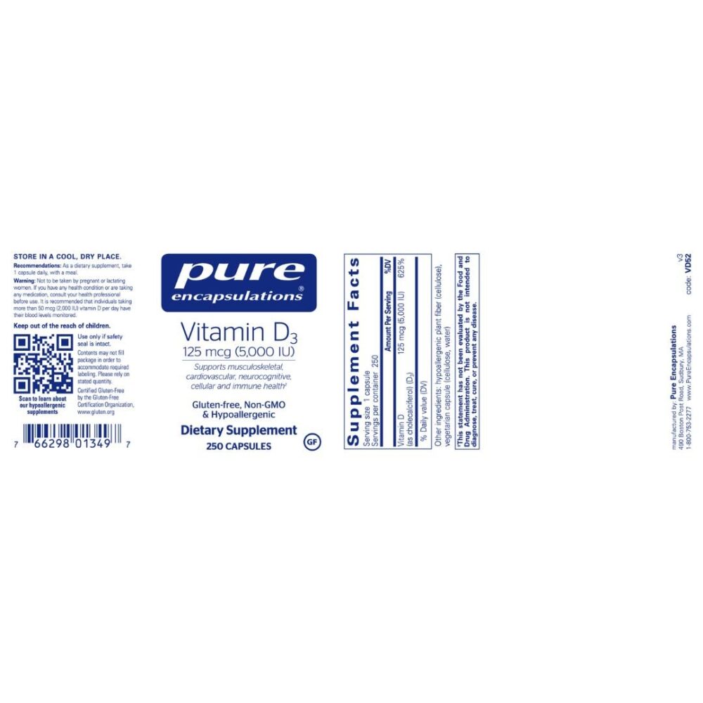 Vitamin D3 5000 IU label