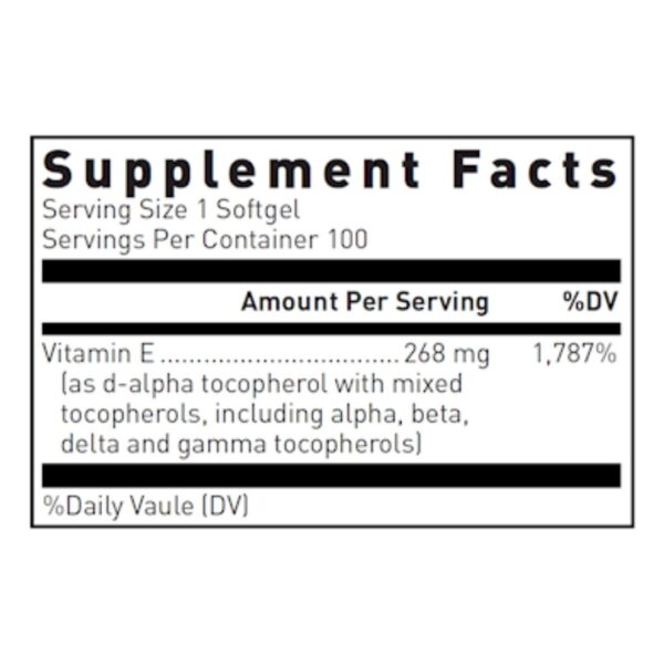 Natural Vitamin E Complex supplement facts