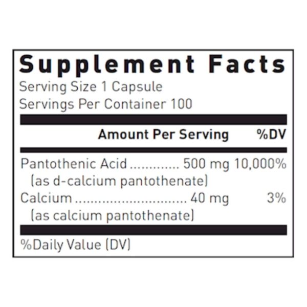Pantothenic Acid supplement facts
