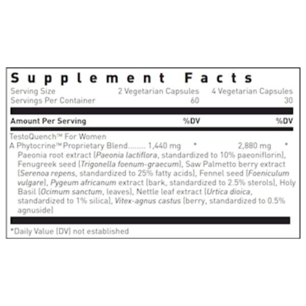 TestoQuench for Women supplement facts