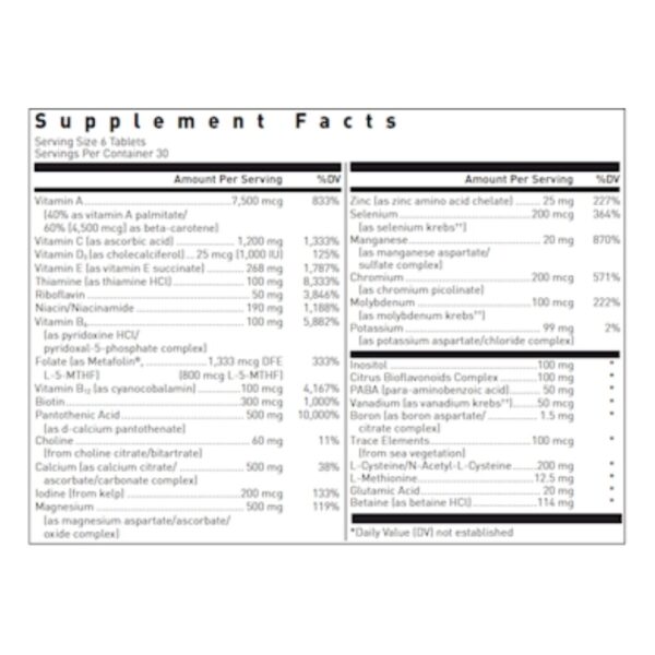 Ultra Preventive III tablets supplement facts