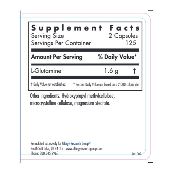 Glutamine 800 mg supplement facts