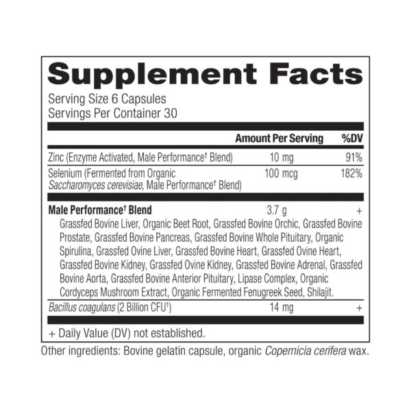 Male Performance supplement facts