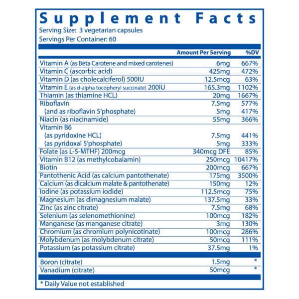 Multi Nutrients 3 CitrateMalate without Copper without Iron supplement facts