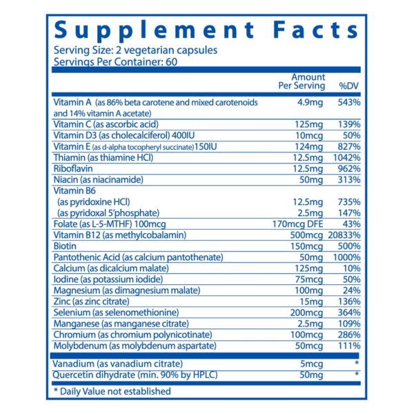 Multi Nutrients 5 Ultra Antioxidant Formula supplement facts