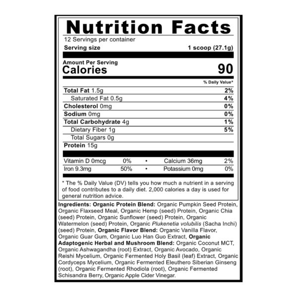 Plant Protein supplement facts