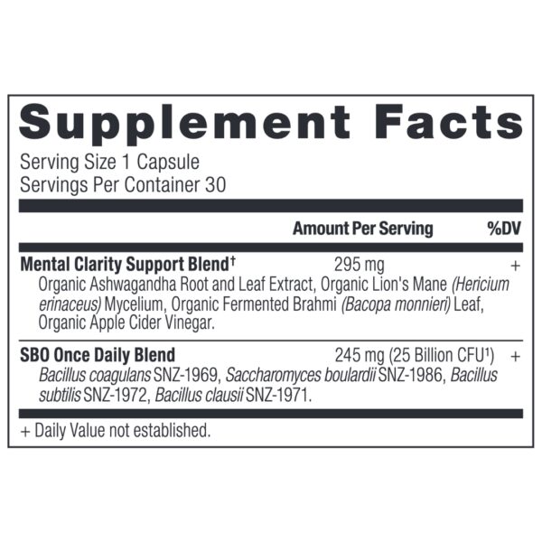 SBO Probiotics Vaginal supplement facts
