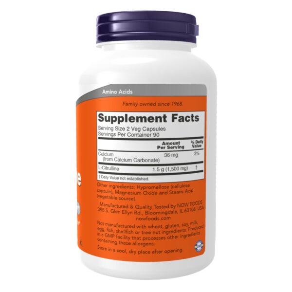 L Citrulline 750 mg supplement facts