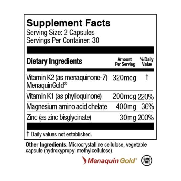 MegaQuinone K2 7 supplement facts
